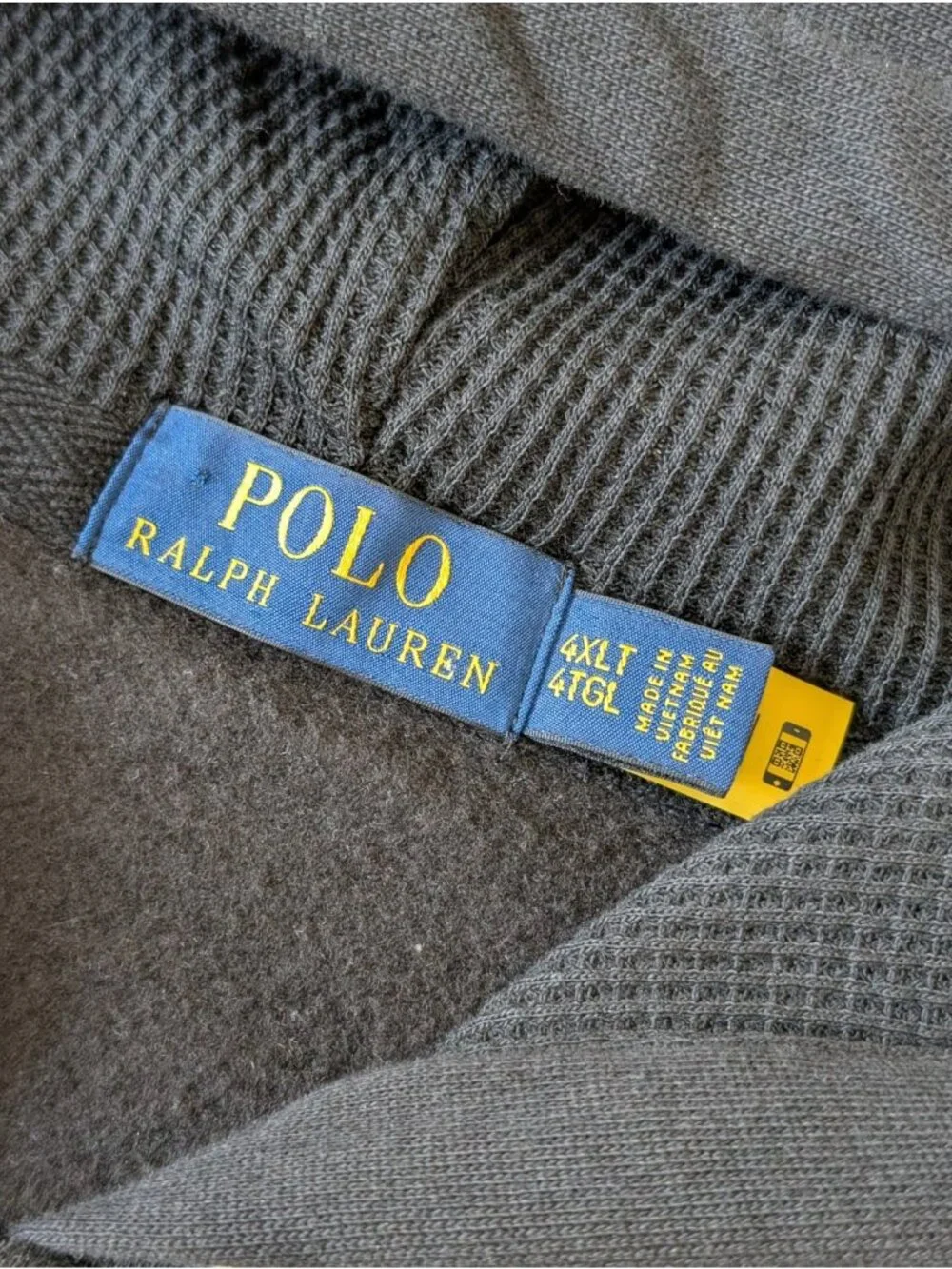 Polo Ralph Lauren Men's Black Full Zip Thermal Fleece Hoodie Size 4XLT